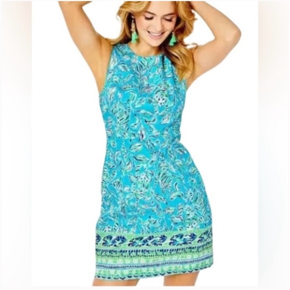 Lilly Pulitzer Mila Stretch Shift Dress Oasis Outta Line Engineered 006340 Sz 12 - Picture 1 of 3